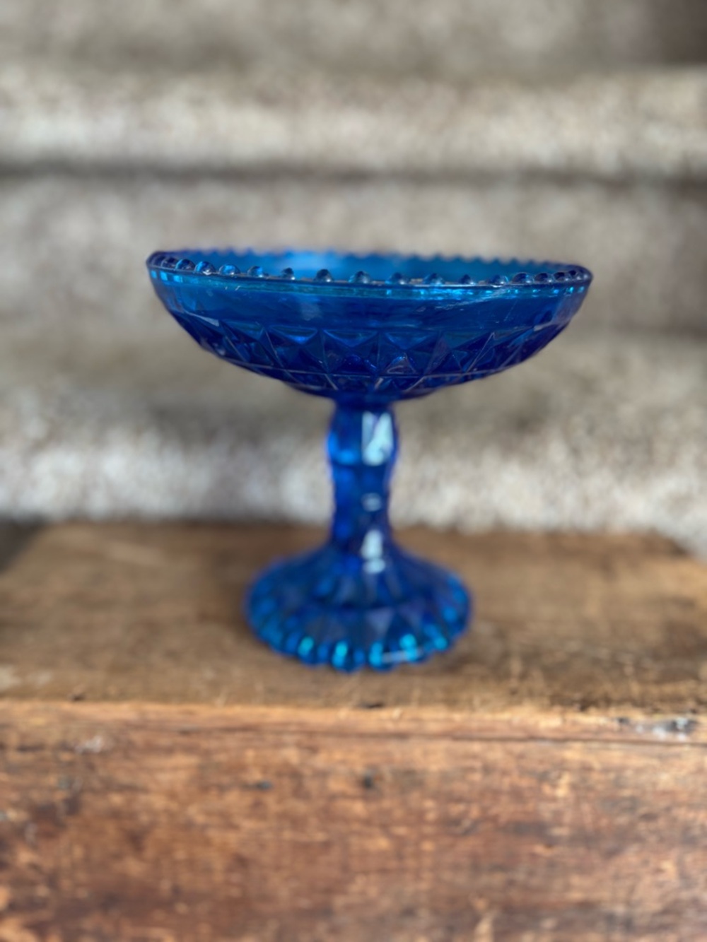 Blue Pressed Glass Compote